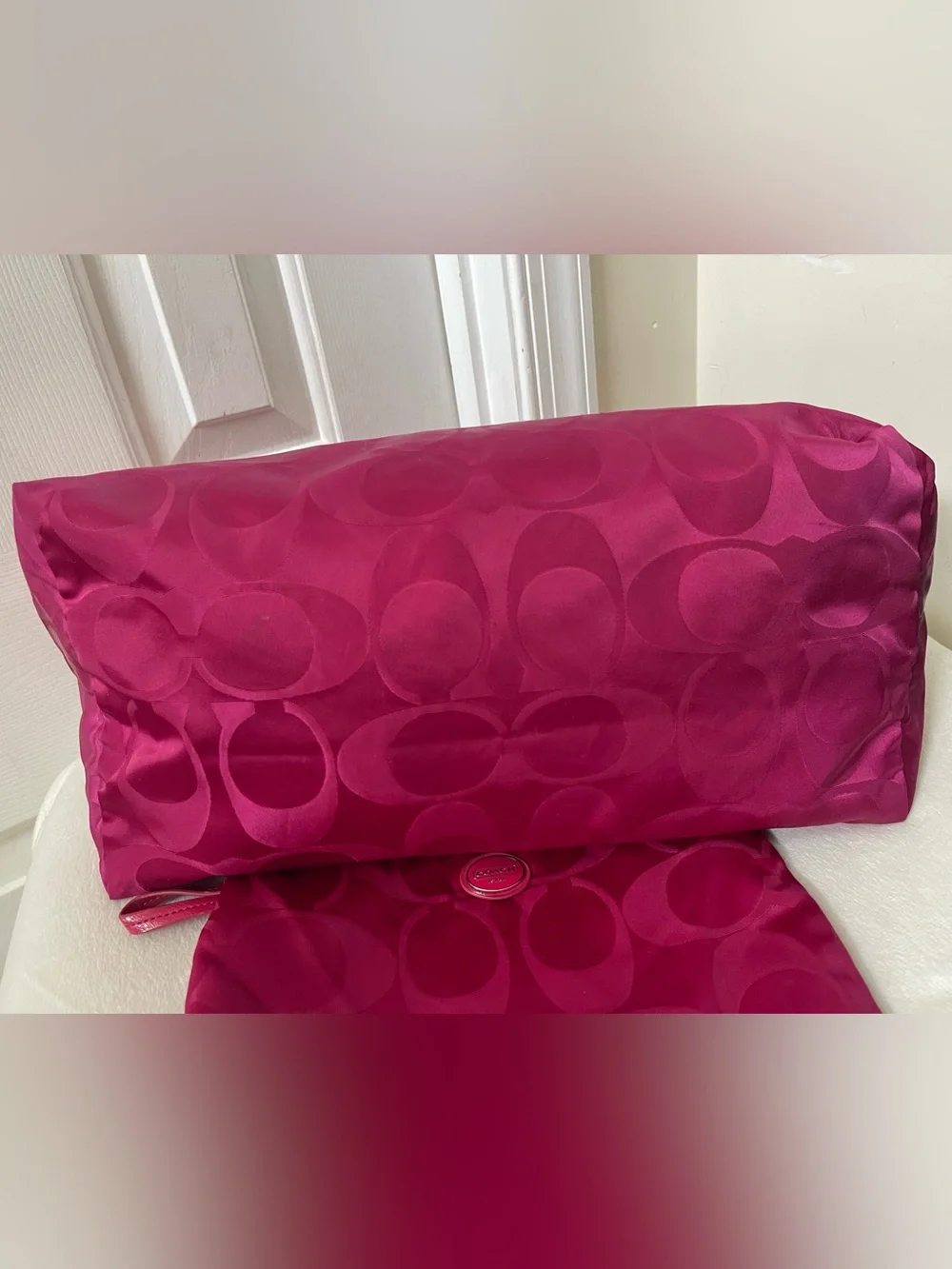 Coach Fuchsia Signature Nylon Getaway packable weekender Tote